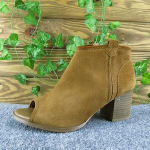 Aldo Peep Toe Women Bootie Boots Brown Suede Zip‎ Size 7 Medium